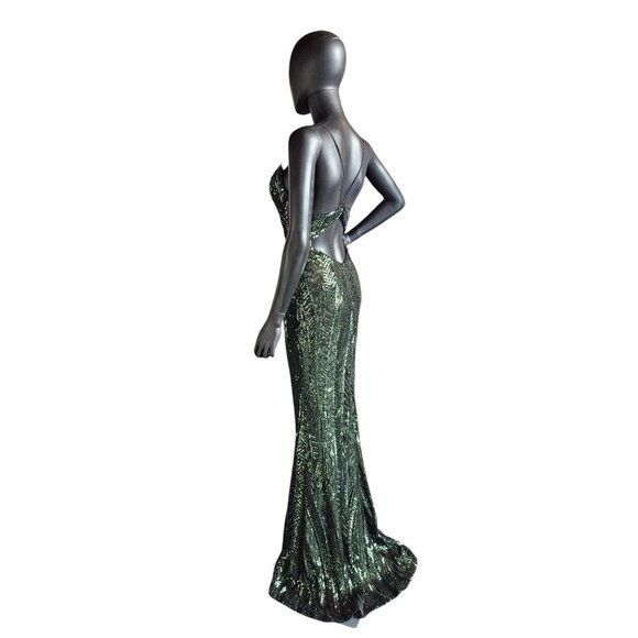 Art Deco Green Sequin Party/Prom Formal Gown - Faviana - Picture 8 of 13